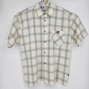 Lowrider Shirt Mens 3XL White Plaid Cholo Chicano Casual Button Up Short Sleeve